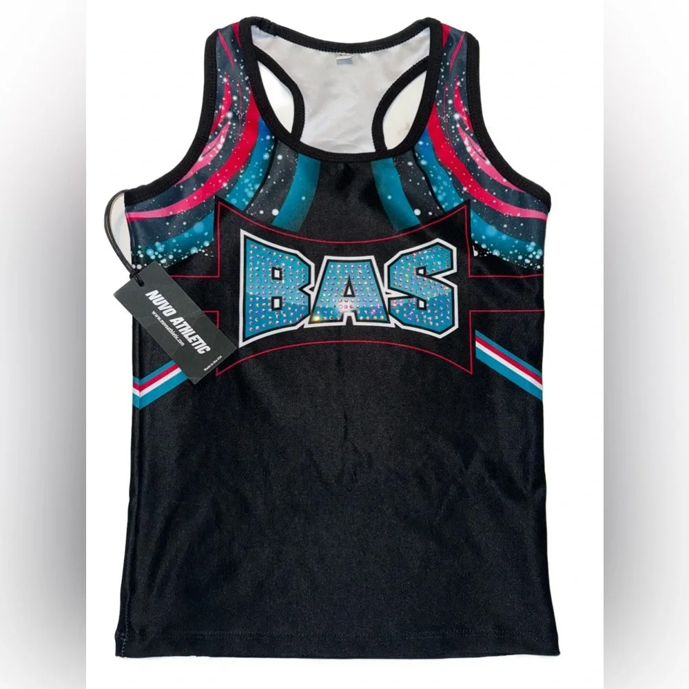 NWT Nuvo Athletic girls cheer gymnastics top YL size 10/12